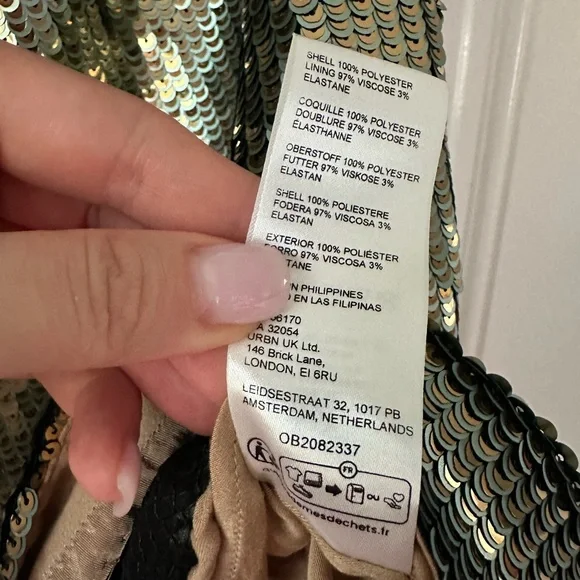 NWT‎ ANTHROPOLOGIE Maeve Gold size 12p 12 petite One Shoulder Sequin Mini Dress - Picture 6 of 6